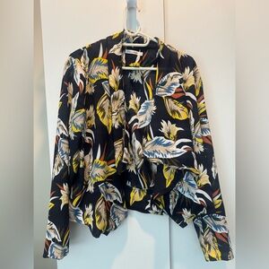 Navy Floral Draped Women's blazer/jacket